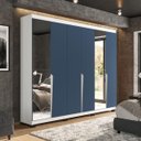 Ver imagem 1 de Roupeiro Casal Porto 6 Portas com Espelho 242x214cm Branco/Azul 240848