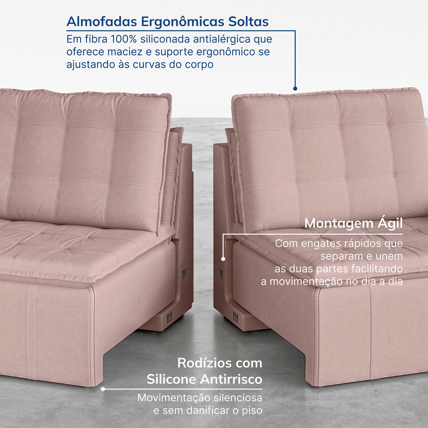 Sofá Cama Retrátil Palmeira 3 Lugares 220cm em Veludo CabeCasa MadeiraMadeira - 8