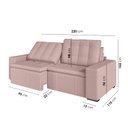 Ver imagem 4 de Sofá Cama Retrátil e Reclinável 3 Lugares 220cm em Veludo Palmeira CabeCasa MadeiraOriginals