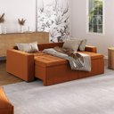 Ver imagem 3 de Sofá Cama Casal Retrátil e Reclinável 3 Lugares Veludo Terracota Palmeira 220cm CabeCasa MadeiraOriginals Madeiraorig