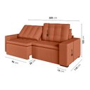 Ver imagem 4 de Sofá Cama Retrátil e Reclinável 3 Lugares 220cm em Veludo Palmeira CabeCasa MadeiraOriginals