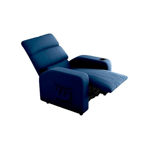 Poltrona do Papai Reclinável com Porta Copos Pulse Matrix Cor:veludo Azul
