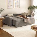Ver imagem 3 de Sofá Cama Retrátil e Reclinável 3 Lugares 220cm em Linho Palmeira CabeCasa MadeiraOriginals Marrom
