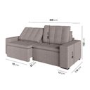 Ver imagem 5 de Sofá Cama Retrátil e Reclinável 3 Lugares 220cm em Linho Palmeira CabeCasa MadeiraOriginals Marrom