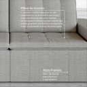 Ver mais imagens de Sofá Cama Retrátil e Reclinável 3 Lugares 220cm em Linho Palmeira CabeCasa MadeiraOriginals Cinza