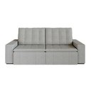 Ver imagem 4 de Sofá Cama Retrátil e Reclinável 3 Lugares 220cm em Linho Palmeira CabeCasa MadeiraOriginals Cinza