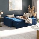 Ver imagem 3 de Sofá Cama Retrátil e Reclinável 4 Lugares Veludo Azul Palmeira 240cm CabeCasa MadeiraOriginals