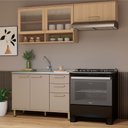 Ver imagem 1 de Cozinha Compacta 100 Mdf 3 Peças sem Tampo e Vidro Canelado 200cm Duna Luciane Móveis
