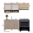 Ver imagem 4 de Cozinha Compacta 100 Mdf 3 Peças sem Tampo e Vidro Canelado 200cm Duna Luciane Móveis