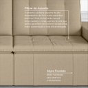 Ver imagem 7 de Sofá Cama Retrátil e Reclinável 4 Lugares 240cm em Veludo Palmeira CabeCasa MadeiraOriginals Bege