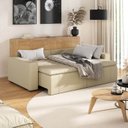 Ver imagem 3 de Sofá Cama Retrátil e Reclinável 4 Lugares 240cm em Veludo Palmeira CabeCasa MadeiraOriginals Bege