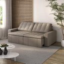 Ver imagem 1 de Sofá Cama Retrátil e Reclinável 4 Lugares Veludo Castor Palmeira 240cm CabeCasa MadeiraOriginals
