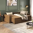 Ver imagem 3 de Sofá Cama Retrátil e Reclinável 4 Lugares 240cm em Veludo Palmeira CabeCasa MadeiraOriginals Marrom