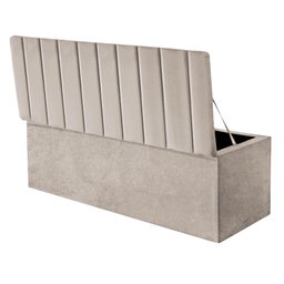 Kit Cabeceira e Calçadeira Baú Queen 160cm Cancun Suede Bege - D A DECOR - 3