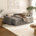 Ver imagem 3 de Sofá Cama Retrátil e Reclinável 4 Lugares 240cm em Linho Palmeira CabeCasa MadeiraOriginals Marrom