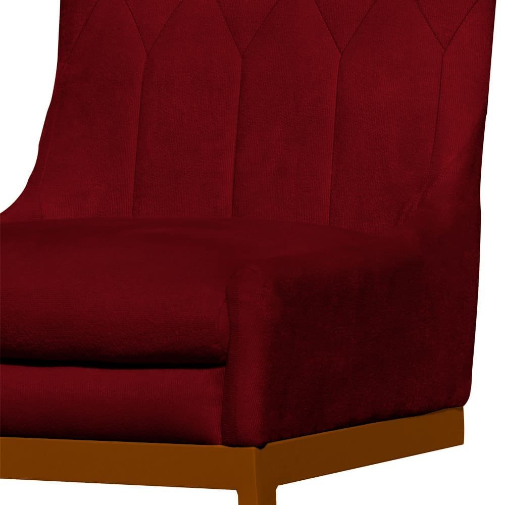 Cadeira Valentina Sala de Jantar Veludo Vermelho Base Cobre - Belliv Decor - 3