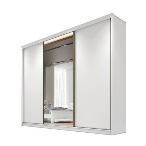 Guarda Roupa Casal com 1 Porta Espelhada 4 Gavetas - Londres-branco - Móveis Novo Horizonte