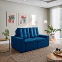 Ver imagem 3 de Sofá Cama Retrátil e Reclinável 3 Lugares 180cm em Veludo Palmeira CabeCasa MadeiraOriginals Azul
