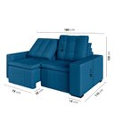 Ver imagem 4 de Sofá Cama Retrátil e Reclinável 3 Lugares 180cm em Veludo Palmeira CabeCasa MadeiraOriginals Azul
