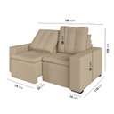 Ver imagem 4 de Sofá Cama Retrátil e Reclinável 3 Lugares 180cm em Veludo Palmeira CabeCasa MadeiraOriginals Bege