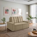 Ver imagem 3 de Sofá Cama Retrátil e Reclinável 3 Lugares 180cm em Veludo Palmeira CabeCasa MadeiraOriginals Bege