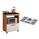 Ver imagem 1 de Kit Balcão para Cooktop Cozinha Kaiki Salvia Nature Off White com Fogão Cooktop 5 Bocas Ultra Chama 