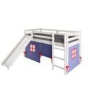 Ver imagem 2 de Cama Alta Infantil com Escorregador e Tenda em Madeira Maciça/MDF Branco/Azul