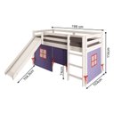 Ver imagem 3 de Cama Alta Infantil com Escorregador e Tenda em Madeira Maciça/MDF Branco/Azul