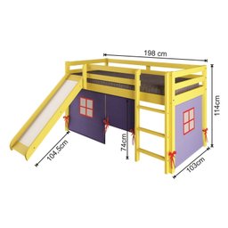 Cama Alta Kids com Escorregador e Tenda em Madeira Maciça/mdf - 3