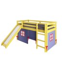 Ver imagem 2 de Cama Alta Infantil com Escorregador e Tenda em Madeira Maciça/MDF Amarelo/Azul