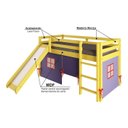 Ver imagem 4 de Cama Alta Infantil com Escorregador e Tenda em Madeira Maciça/MDF Amarelo/Azul