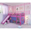 Ver imagem 1 de Cama Alta Infantil com Escorregador e Tenda em Madeira Maciça/MDF Rosa/Azul