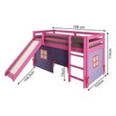 Ver imagem 3 de Cama Alta Infantil com Escorregador e Tenda em Madeira Maciça/MDF Rosa/Azul
