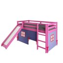Ver imagem 2 de Cama Alta Infantil com Escorregador e Tenda em Madeira Maciça/MDF Rosa/Azul