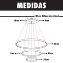 Ver imagem 4 de Lustre Pendente 3 Anéis Led Moderno Sala Mesa Cozinha Bivolt Cor:gold