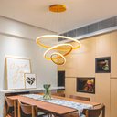 Ver imagem 2 de Lustre Pendente 3 Anéis Led Moderno Sala Mesa Cozinha Bivolt Cor:gold