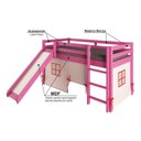 Ver imagem 4 de Cama Alta Infantil com Escorregador e Tenda em Madeira Maciça/MDF Rosa