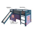 Ver imagem 4 de Cama Alta Infantil com Escorregador e Tenda em Madeira Maciça/MDF Azul