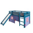 Ver imagem 2 de Cama Alta Infantil com Escorregador e Tenda em Madeira Maciça/MDF Azul