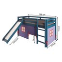 Ver imagem 3 de Cama Alta Infantil com Escorregador e Tenda em Madeira Maciça/MDF Azul