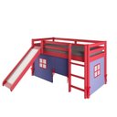 Ver imagem 2 de Cama Alta Infantil com Escorregador e Tenda em Madeira Maciça/Mdff Vermelho/Azul