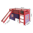 Ver imagem 3 de Cama Alta Infantil com Escorregador e Tenda em Madeira Maciça/Mdff Vermelho/Azul