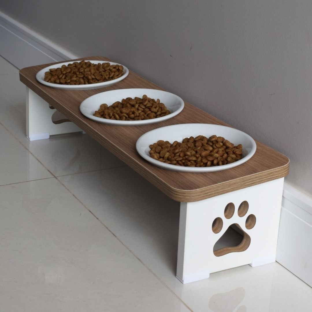 Comedouro Bebedouro Elevado Triplo Pet Mdf Cachorro - 5