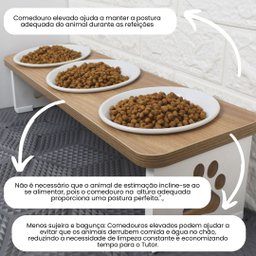 Comedouro Bebedouro Elevado Triplo Pet Mdf Cachorro - 3
