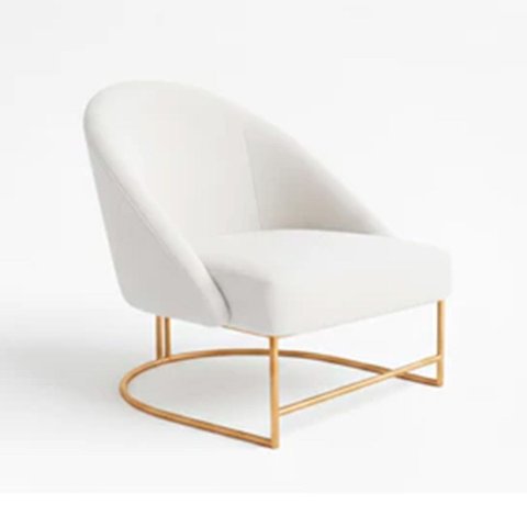 Poltrona Decorativa Estofada Veludo Base Metálica Industrial Lua Dourada – Paraná Metal:branco Neve