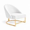 Ver imagem 1 de Poltrona Decorativa Estofada Veludo Base Metálica Industrial Lua Dourada – Paraná Metal:Branco Neve