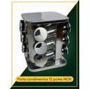 Ver imagem 3 de Porta Condimentos Inox Giratório 12 Potes de Vidro Organizador Bancada Relobraz