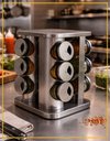 Ver imagem 7 de Porta Condimentos Inox Giratório 12 Potes de Vidro Organizador Bancada Relobraz