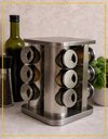 Ver imagem 6 de Porta Condimentos Inox Giratório 12 Potes de Vidro Organizador Bancada Relobraz