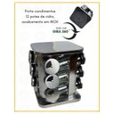 Ver imagem 2 de Porta Condimentos Inox Giratório 12 Potes de Vidro Organizador Bancada Relobraz